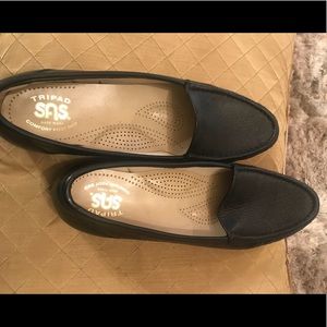 SAS Tri Pad Comfort Black Leather Flat